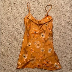 Orange flowered mini dress